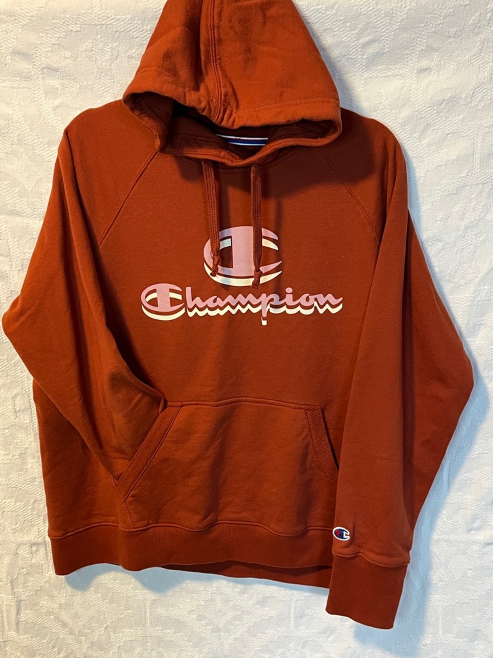 Champion Powerblend Fleece Double Logo Hoodie, Size L